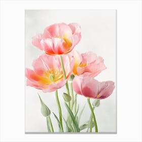 Bunch Of Tulips Flowers Acrylic Painting In Pastel Colours 7 Canvas Print