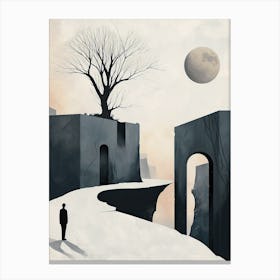 Tree In The Snow, Minimalism 1 Canvas Print