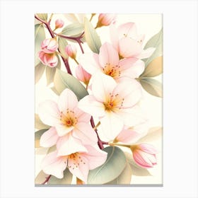 Pink Flowers On A Branch Canvas Print