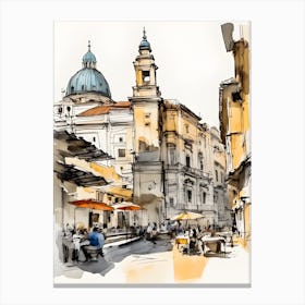 Sketch Of A City In Italy Canvas Print
