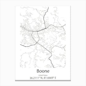 Boone,United States Minimalist Map 1 Canvas Print