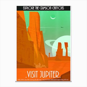 Jupiter Space Travel Retro Poster Canvas Print