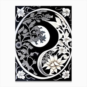 Colour Yin and Yang 1 Linocut Canvas Print