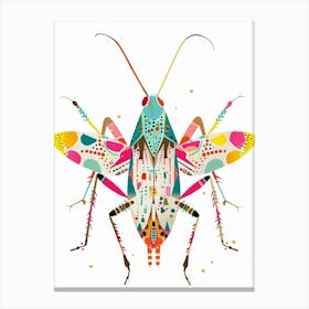 Colourful Insect Illustration Katydid 2 Canvas Print