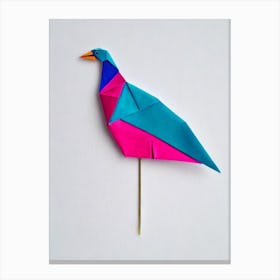 Peacock Origami Bird Canvas Print