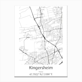 Kingersheim,France Minimalist Map Canvas Print