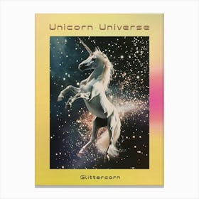 Glitter Unicorn In Space Abstract Collage 3 Poster Canvas Print