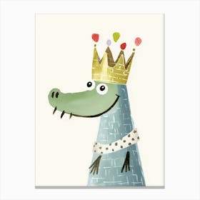 Little Crocodile 1 Wearing A Crown Canvas Print