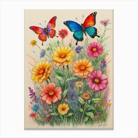 Butterflies In The Garden 2 Canvas Print