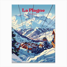 La Plagne France Ski Resort Digital Travel Illustration Canvas Print