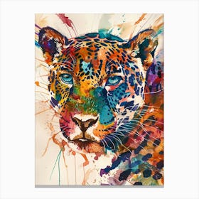 Jaguar Colourful Watercolour 2 Canvas Print