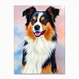 Australian Shepherd 4 Watercolour dog Canvas Print