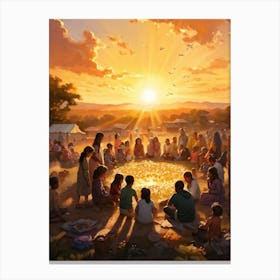 A Digital Painting Showcasing Various Community Members And Local Services Gathered In An Uplifting (5) Canvas Print