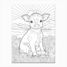 Baby Calf Coloring Page Canvas Print