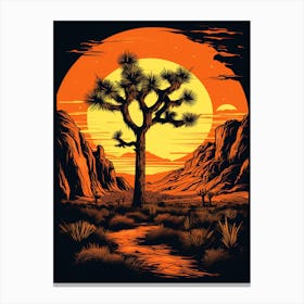 Joshua Tree At Dawn In The Desert In Black And Gold (1) Canvas Print