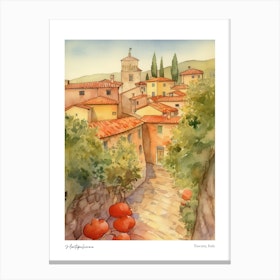 Montepulciano, Tuscany, Italy 3 Watercolour Travel Poster Canvas Print