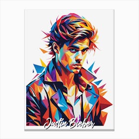 Justin Bieber 03 Portrait Music Icon Style WPAP Pop Art Canvas Print