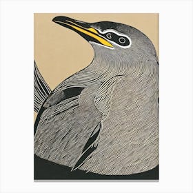 Galapagos Penguin Linocut Canvas Print