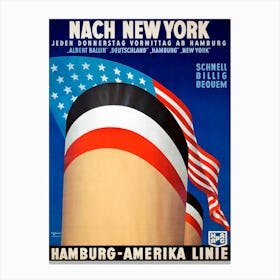 Hamburg America Ship Liner, Travel Poster Canvas Print