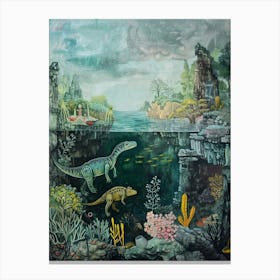 Underwater Dinosaur Painting Canvas Print