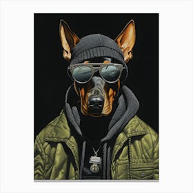 Doberman Dog Wearing Glasses Canvas Print