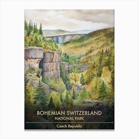 Bohemian Switzerland National Park Czech Republic Watercolour 2 Canvas Print