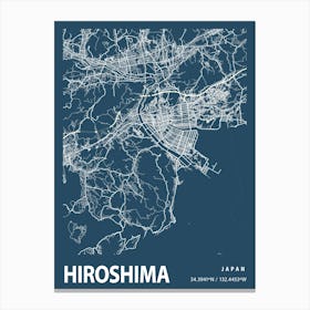 Hiroshima Blueprint City Map 1 Canvas Print