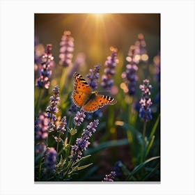 Butterfly On Lavender 3 Canvas Print