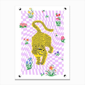 Tiger Flowers Checkerboard Canvas Print