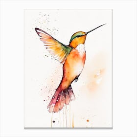 Rufous Hummingbird Minimalist Watercolour Canvas Print
