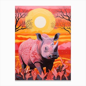 Pink Polka Dot Rhino 3 Canvas Print