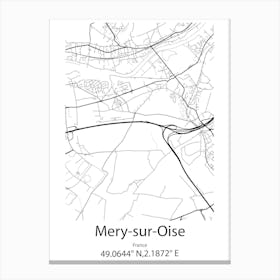 Mery Sur Oise,France Minimalist Map Canvas Print