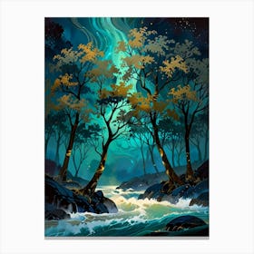 Forest Landscape With A River Canvas Print