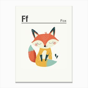 Animals Alphabet Fox 3 Canvas Print
