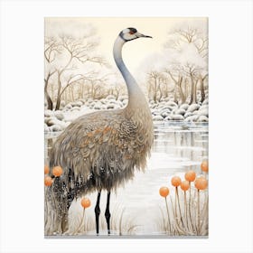 Winter Bird Painting Ostrich 2 Canvas Print