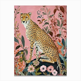 Floral Animal Painting Cheetah 3 Canvas Print