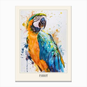 Parrot Colourful Watercolour 2 Poster Canvas Print