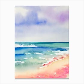Pink Sands Beach 4, Bahamas Watercolour Canvas Print