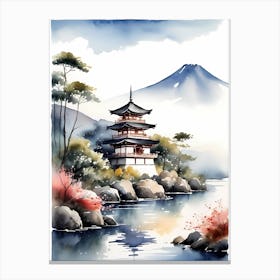Japanese Landscape Watercolor Painting (11) 1 Canvas Print
