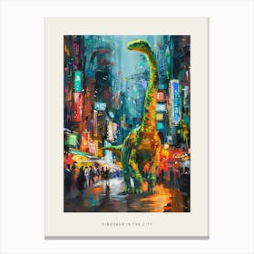 Colourful Dinosaur Cityscape Painting 3 Poster Canvas Print