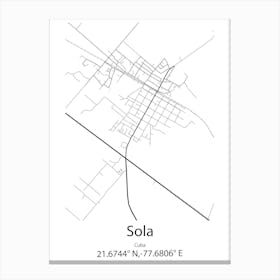 Sola,Cuba Minimalist Map Canvas Print