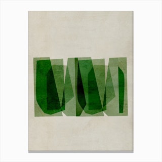 Green Linear Shapes Canvas Print