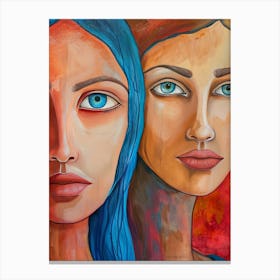 Two Women With Blue Eyes Canvas Print