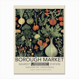 Borough Market 2 Vintage Underground Travel Poster Canvas Print