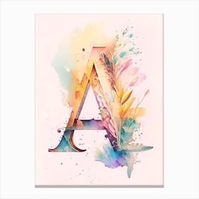 A, Letter, Alphabet Storybook Watercolour 2 Canvas Print