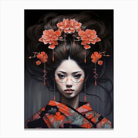 Geisha Japanese Style Illustration 4 Canvas Print