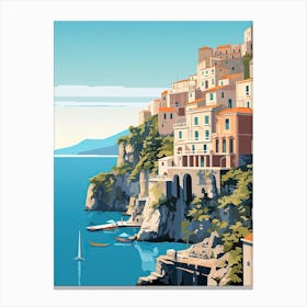 Amalfi Coast, Italy, Flat Illustration 3 Canvas Print