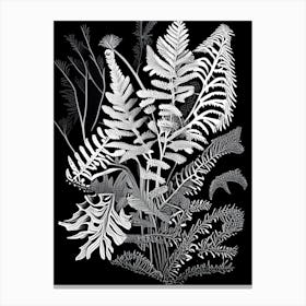 Ebony Spleenwort Wildflower Linocut 1 Canvas Print