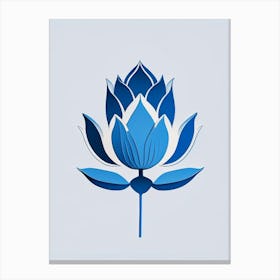 Blue Lotus Retro Minimal 1 Canvas Print