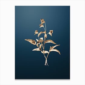 Gold Botanical Blue Spiderwort on Dusk Blue n.2100 Canvas Print